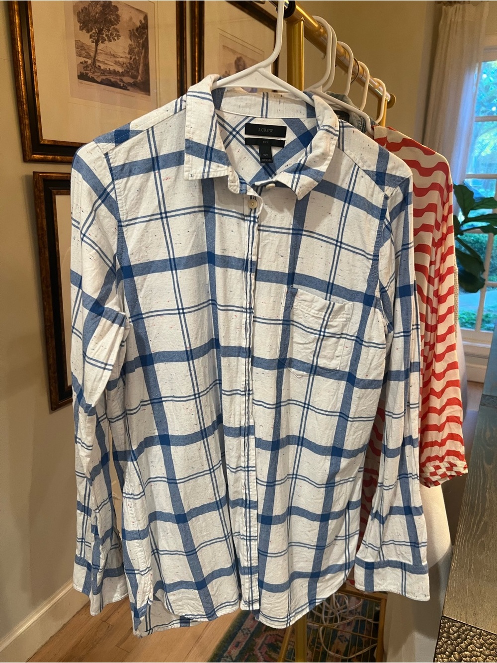 Crew Blue & White Plaid Button-Down Shirt - Casual wome Shirt